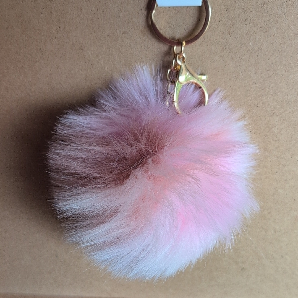 Pink Fluffy Keychain Bag Charm Accessory
